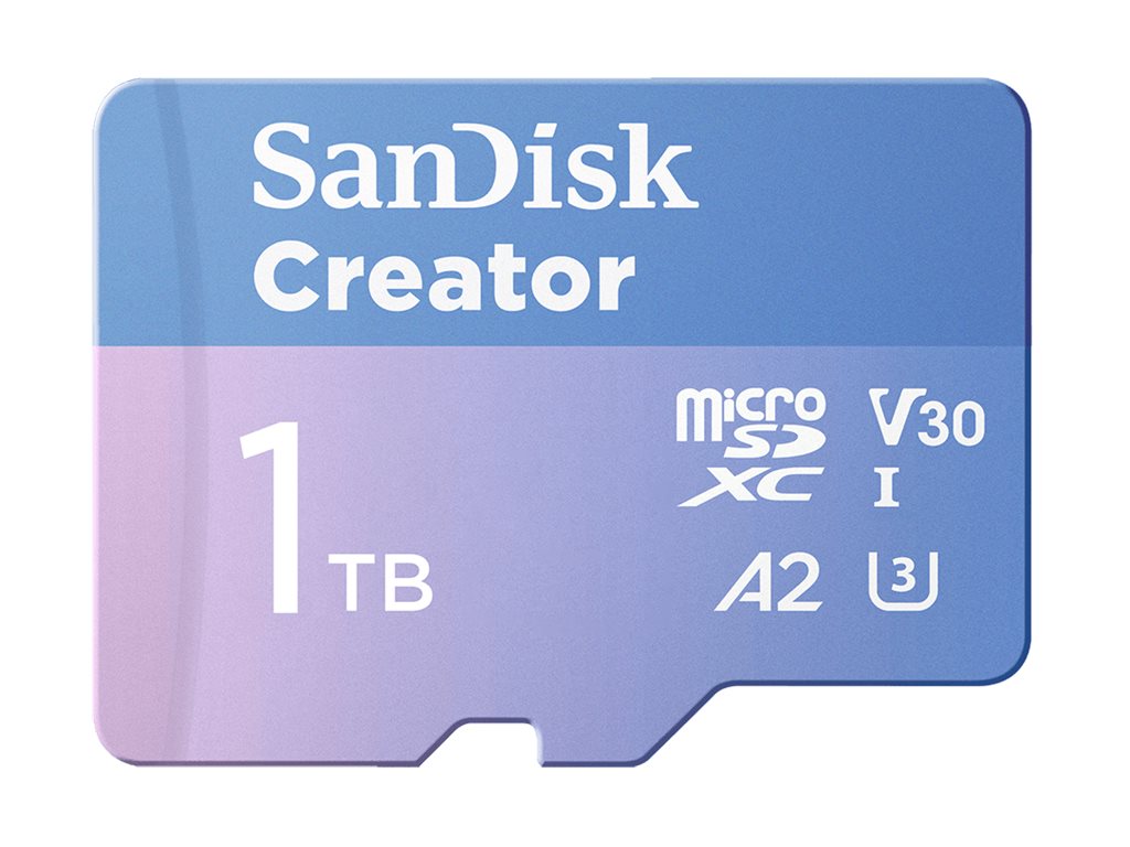 SanDisk Creator - Carte mémoire flash (adaptateur microSDXC vers SD inclus(e)) - 1 To - A2 / Video Class V30 / UHS-I U3 - microSDXC UHS-I