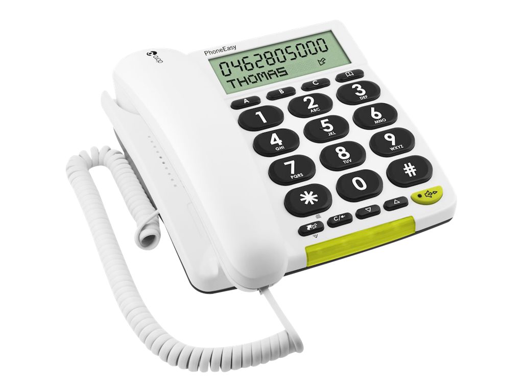 DORO PhoneEasy 312cs - Téléphone filaire avec ID d'appelant - blanc