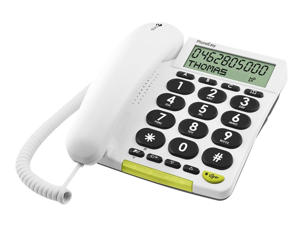 DORO PhoneEasy 312cs - Téléphone filaire avec ID d'appelant - blanc