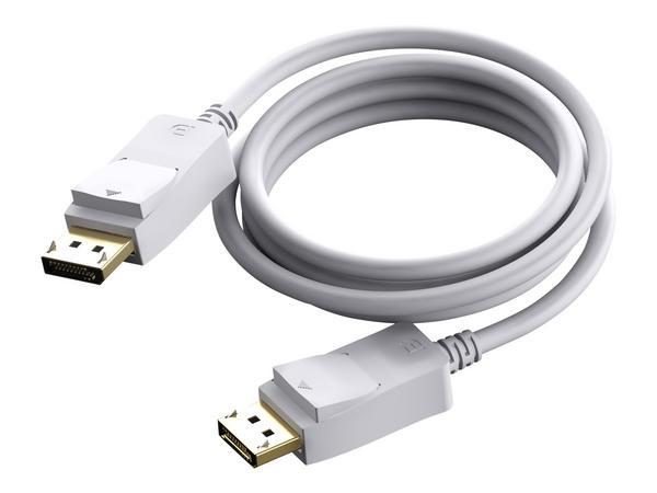 Version 1.2 4K - connecteurs dorés - prend en charge un canal auxiliaire bidirectionnel de 1 mbps et hotplug - DP (m) vers DP (m) - diamètre extérieur 7,3 mm - 28 AWG - 2 m - blanc