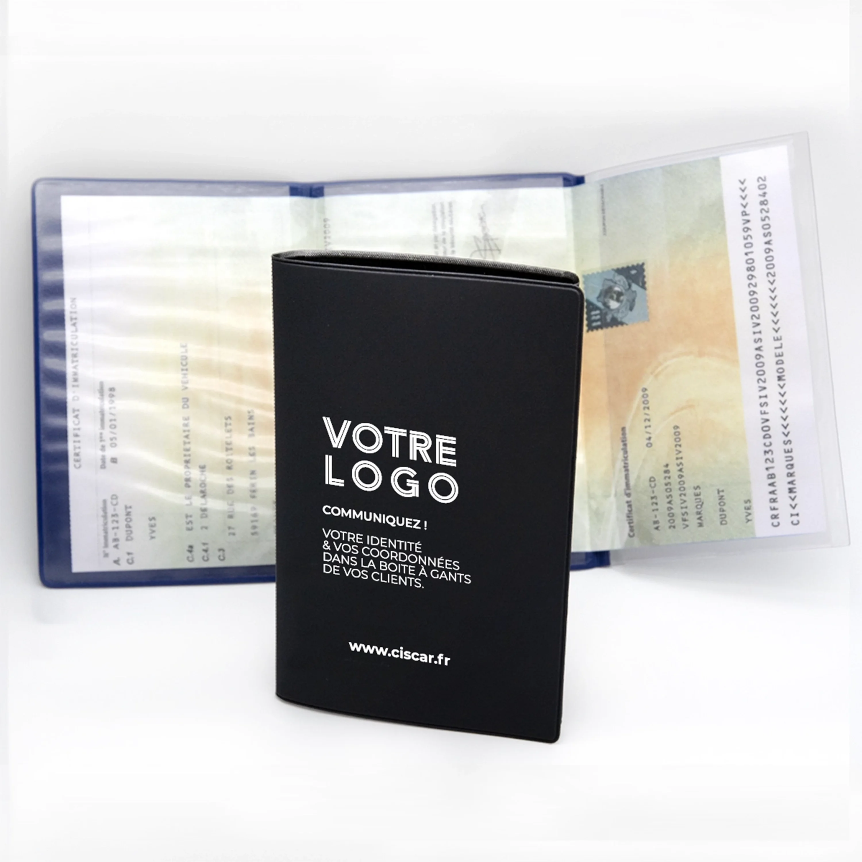 ETUIS CARTE GRISE TRIO GOMME 3 VOLETS - RECTO / VERSO