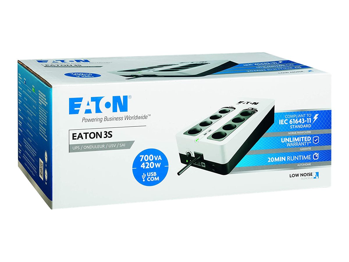 Eaton 3S, 700VA, 420W, Onduleur, Off Line, prises FR, port USB