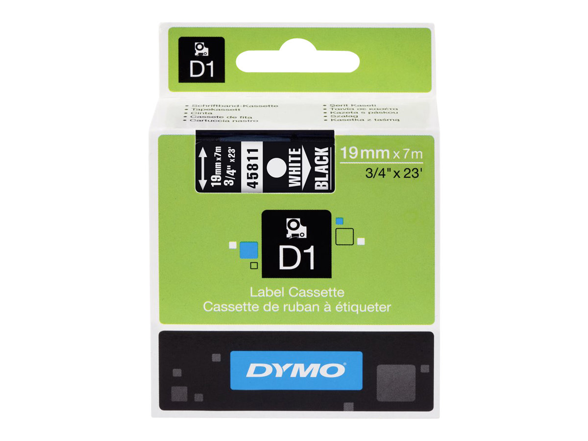 DYMO D1 - Auto-adhésif - blanc sur noir - Rouleau (1,9 cm x 7 m) 1 ca