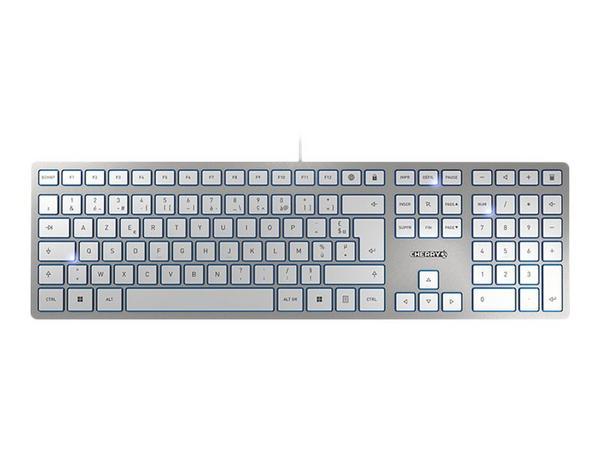 CHERRY KC 6000 SLIM Clavier filaire, blanc/argent, USB, AZERTY - FR