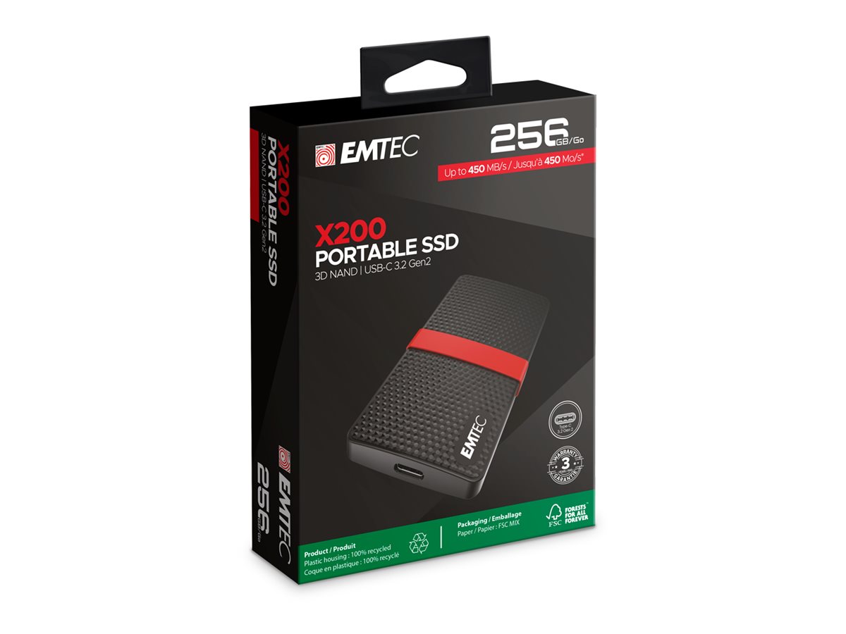 1 Disque dur externe SSD Emtec USB 3.1 -256Go