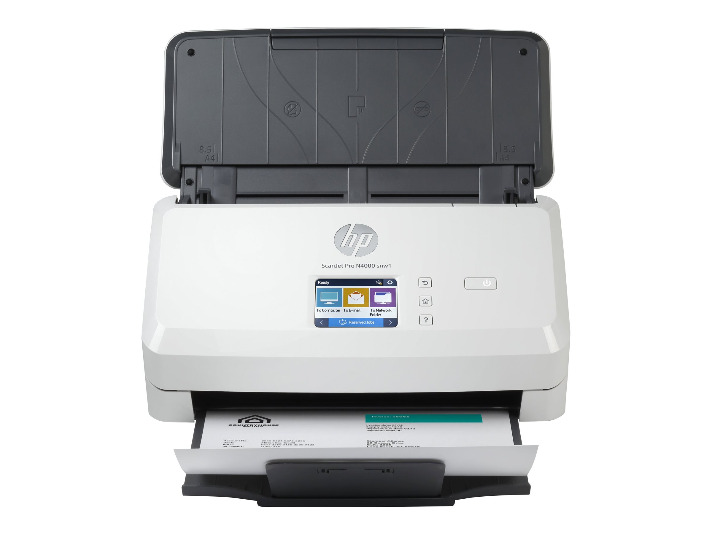 HP Scanjet Pro N4000 snw1 Sheet-feed Scanner Alimentation papier de scanner 600 x 600 DPI A4 Noir, Blanc