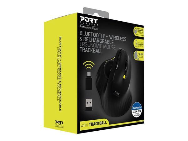 1 Souris sans fil Bluetooth rechargeableERGO Trackball - Noir