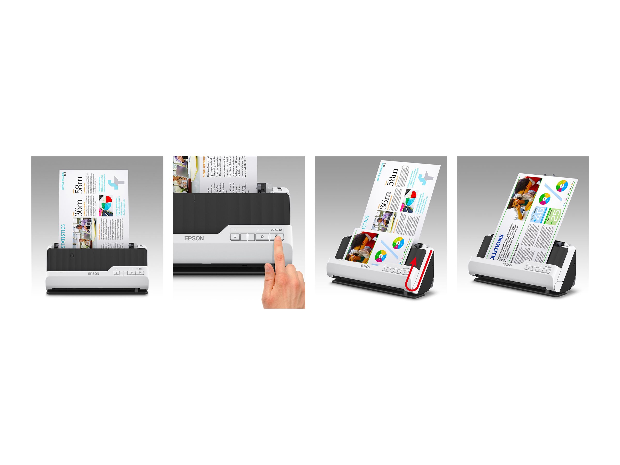 Epson DS-C330 Chargeur automatique de documents + Scanner à feuille 600 x 600 DPI A4 Noir, Blanc