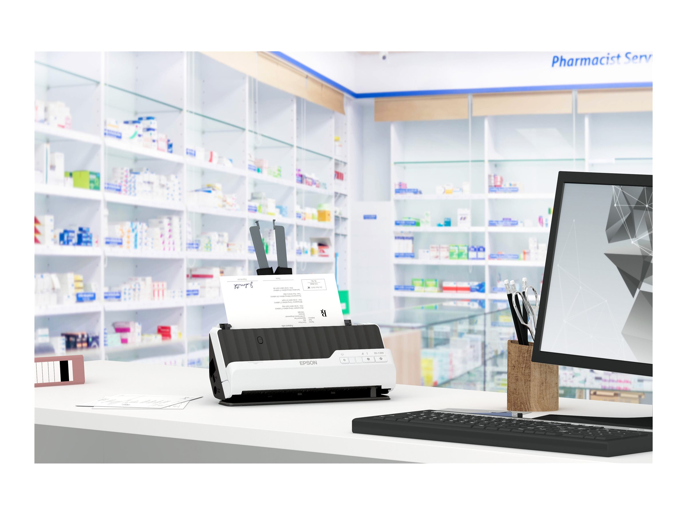 Epson DS-C330 Chargeur automatique de documents + Scanner à feuille 600 x 600 DPI A4 Noir, Blanc