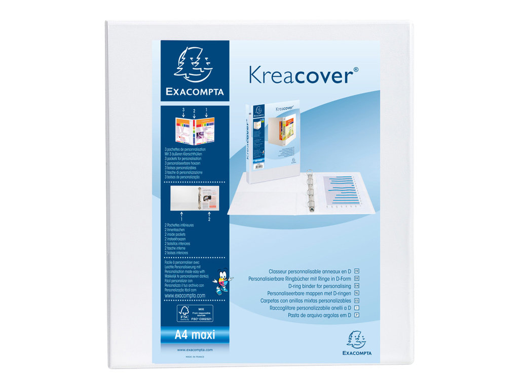 1 Classeur personnalisation 3 faces Kreacover en PVC - blanc