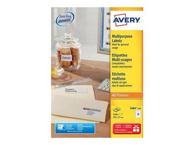 1 Boite de 100 Planches d'étiquettes multiusages AVERY 105x37 mm soit 1600 étiq/boîte
