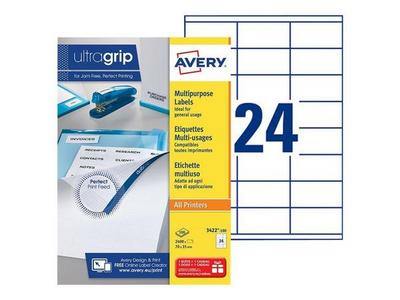 1 Boite de 100 Planches d'étiquettes multiusages AVERY 70x35 mm soit 2400 étiq/boîte