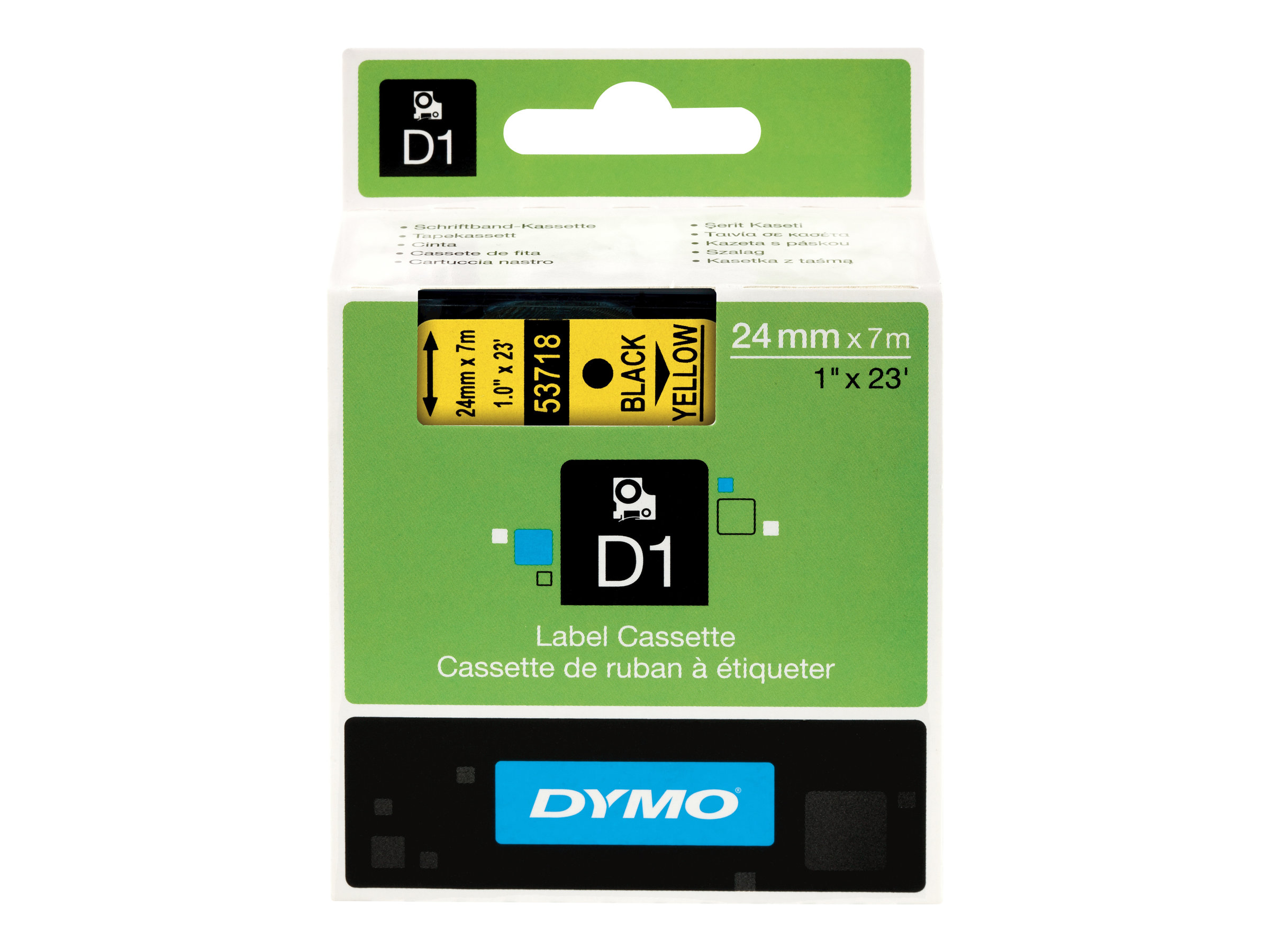 1 Ruban pour titreuse DYMO D1 24 mm jaune impression noire