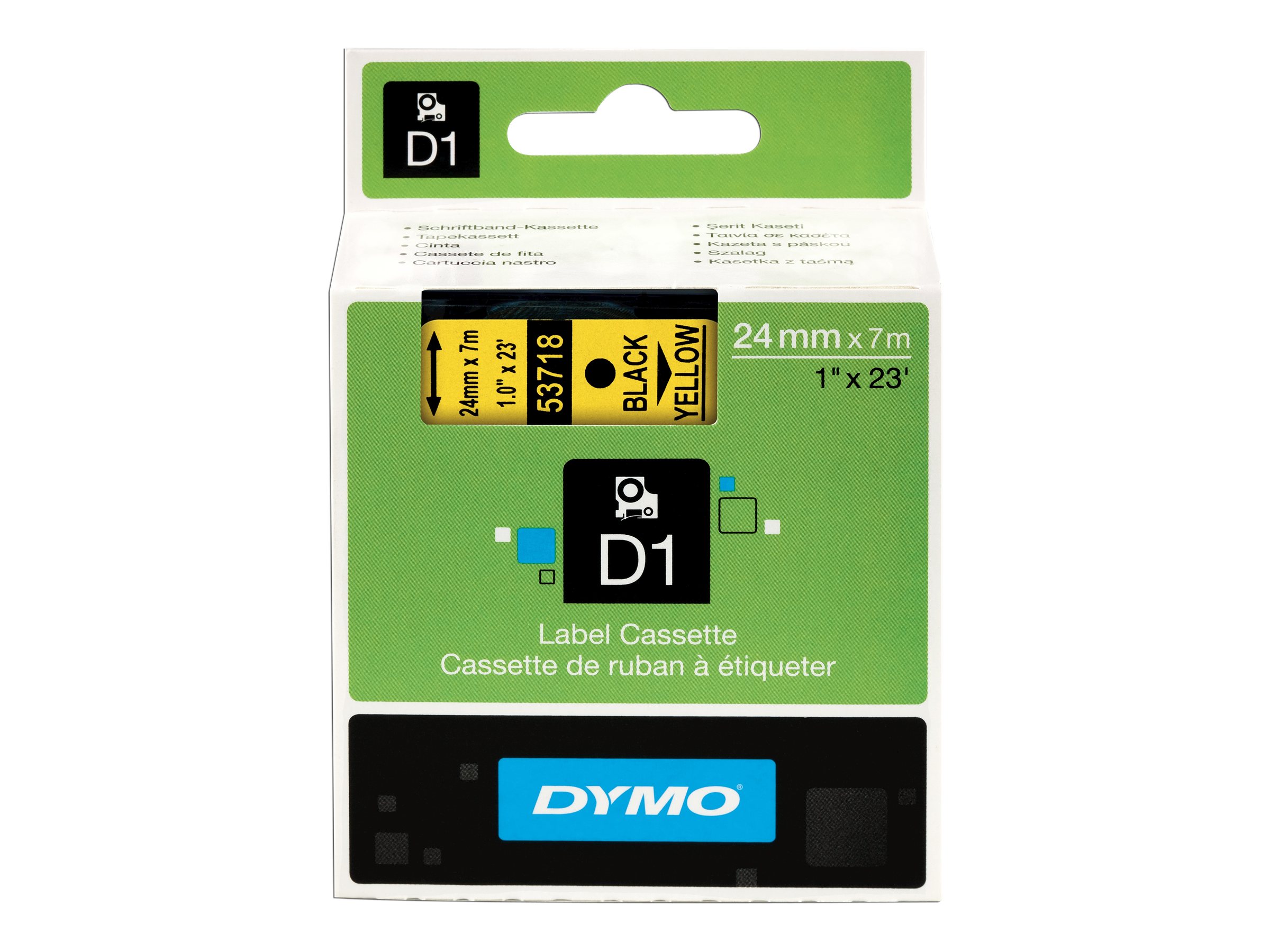 1 Ruban pour titreuse DYMO D1 24 mm jaune impression noire