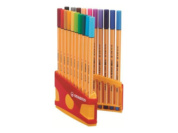 1 Boite de 20 Stylos-feutres STABILO Point 88  ColorParade boîtier rouge/orange