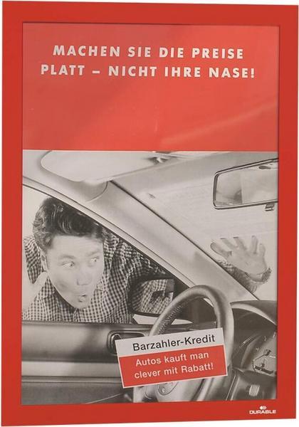 1 Lot de 2 Cadre d'affichage adhésif Duraframe - A4 -  Rouge