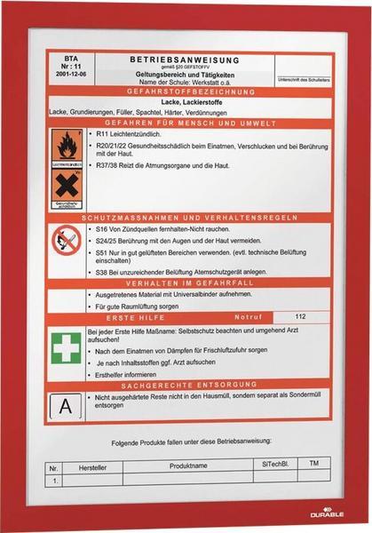 1 Lot de 2 Cadre d'affichage adhésif Duraframe - A4 -  Rouge