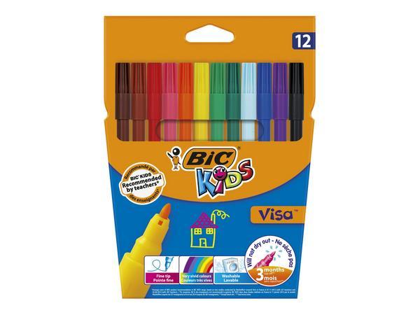 1 Blister de 12 Feutres BIC Kids Visa - Pointe fine