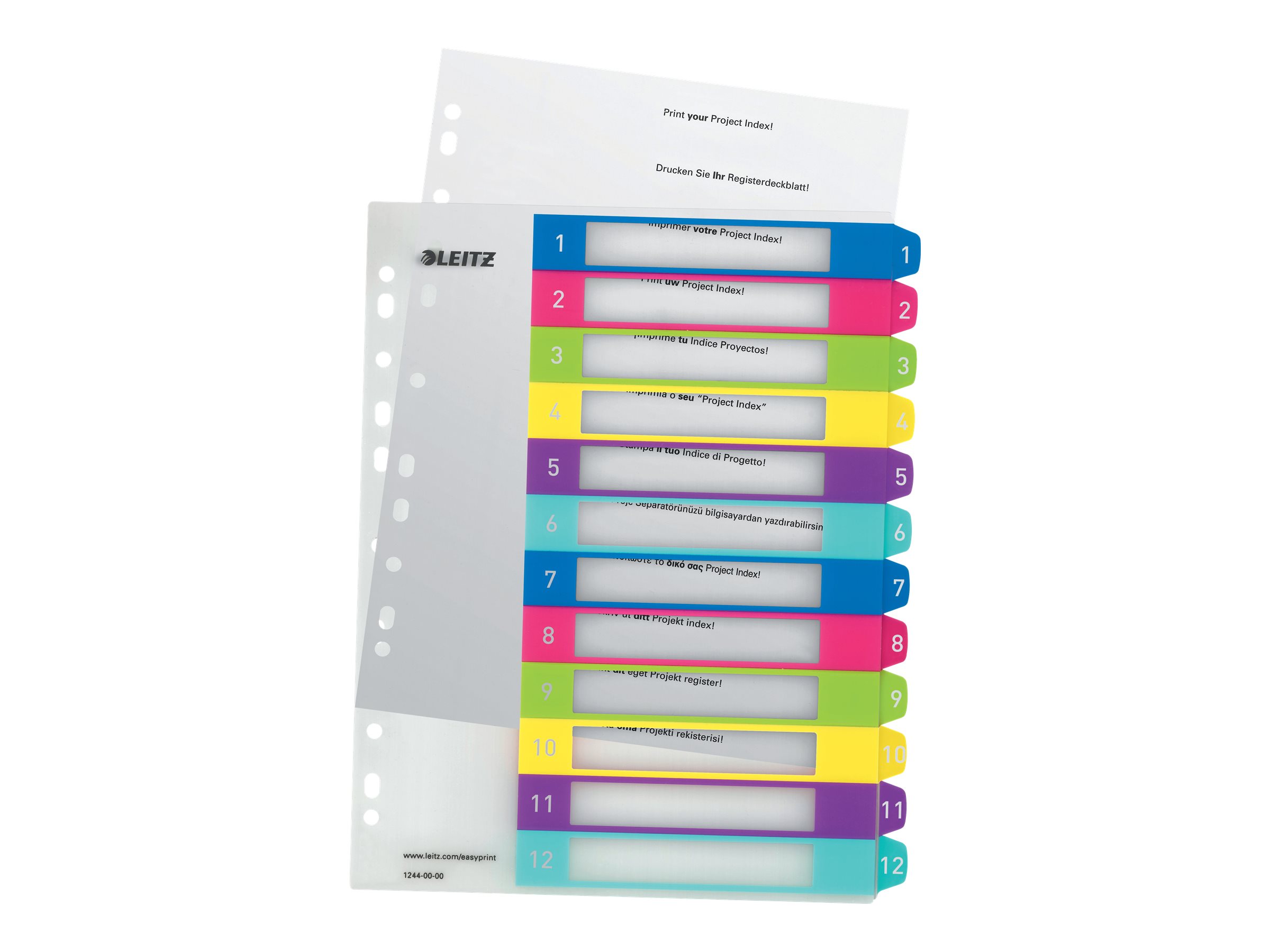 1 Jeu d'intercalaires numériques LEITZ Wow - A4 - 12 onglets
