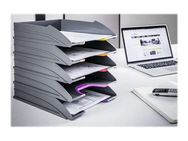 1 Carton de 5 Corbeilles à courrier Varicolor Gris