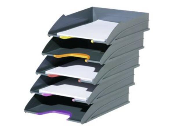 1 Carton de 5 Corbeilles à courrier Varicolor Gris
