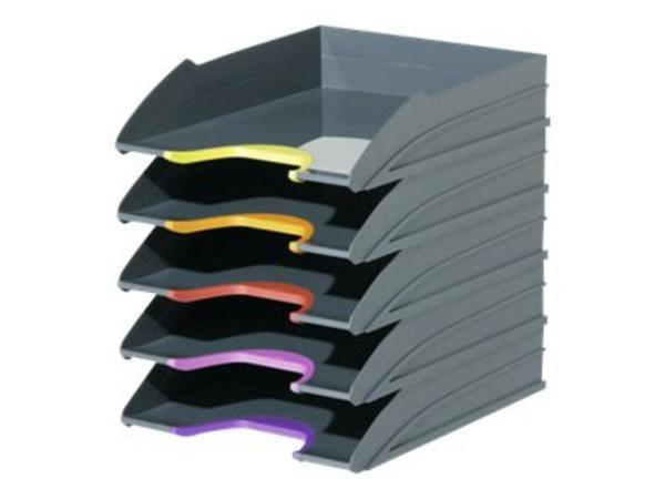 1 Carton de 5 Corbeilles à courrier Varicolor Gris