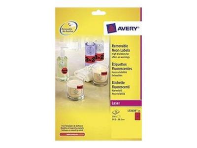 1 Boite de 25 Planches d'étiquettes fluorescentes 99,1x38,1 rouge