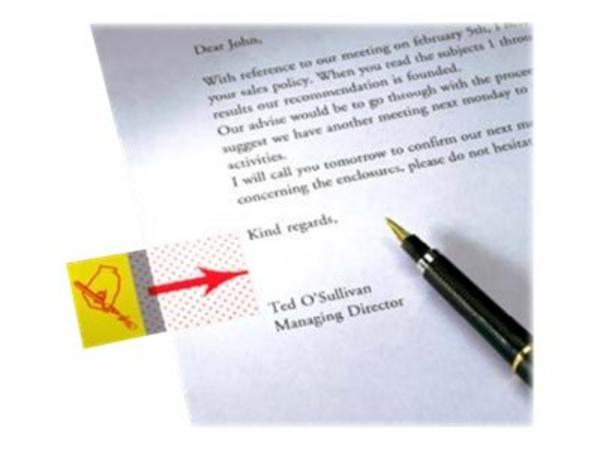 1 50 marque-pages Signez ici 2,5x4,4 cm - jaune