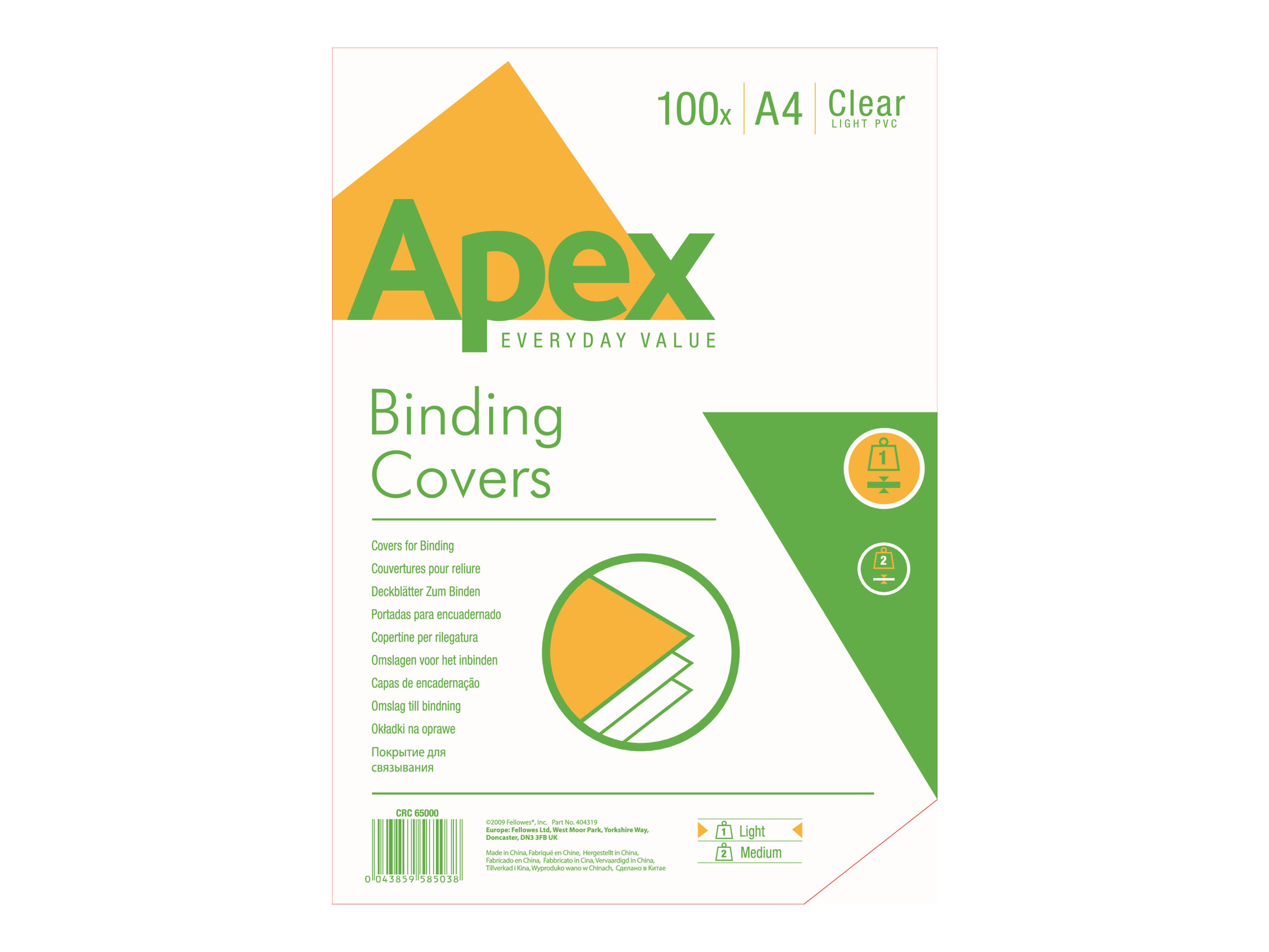 1 Boite de 100 Couvertures Cristal PVC 15/100ème A4 -Transparent