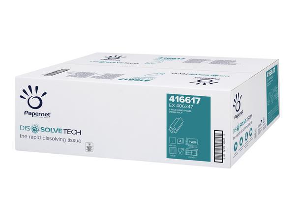 1 Carton de 20 paquets de 200 feuilles Essuie mains DISSOLVETECH 24x20.3 cm