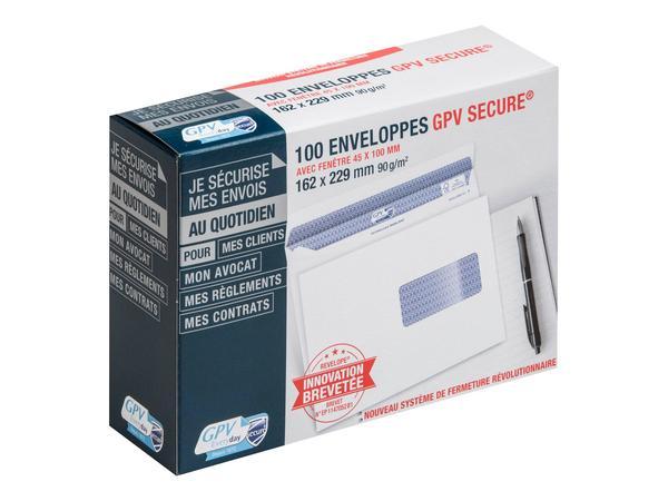 1 Boite de 100 Enveloppes Secure blanches 162x229 mm Fenêtre 45X100 mm 90g