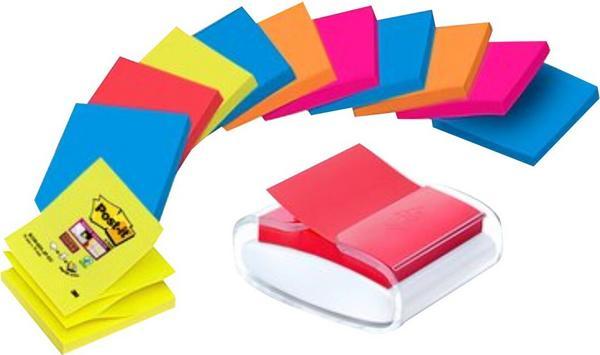 1 12 Blocs ZNotes Super Sticky 76x76 mm +dévidoir offert