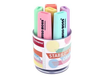 1 Lot de 6 Surligneurs STABILO Boss Original pastel (en pot) - coloris assortis
