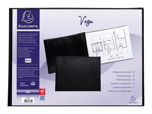 1 Protège-documents EXACOMPTA A3 - 20 poches - Noir