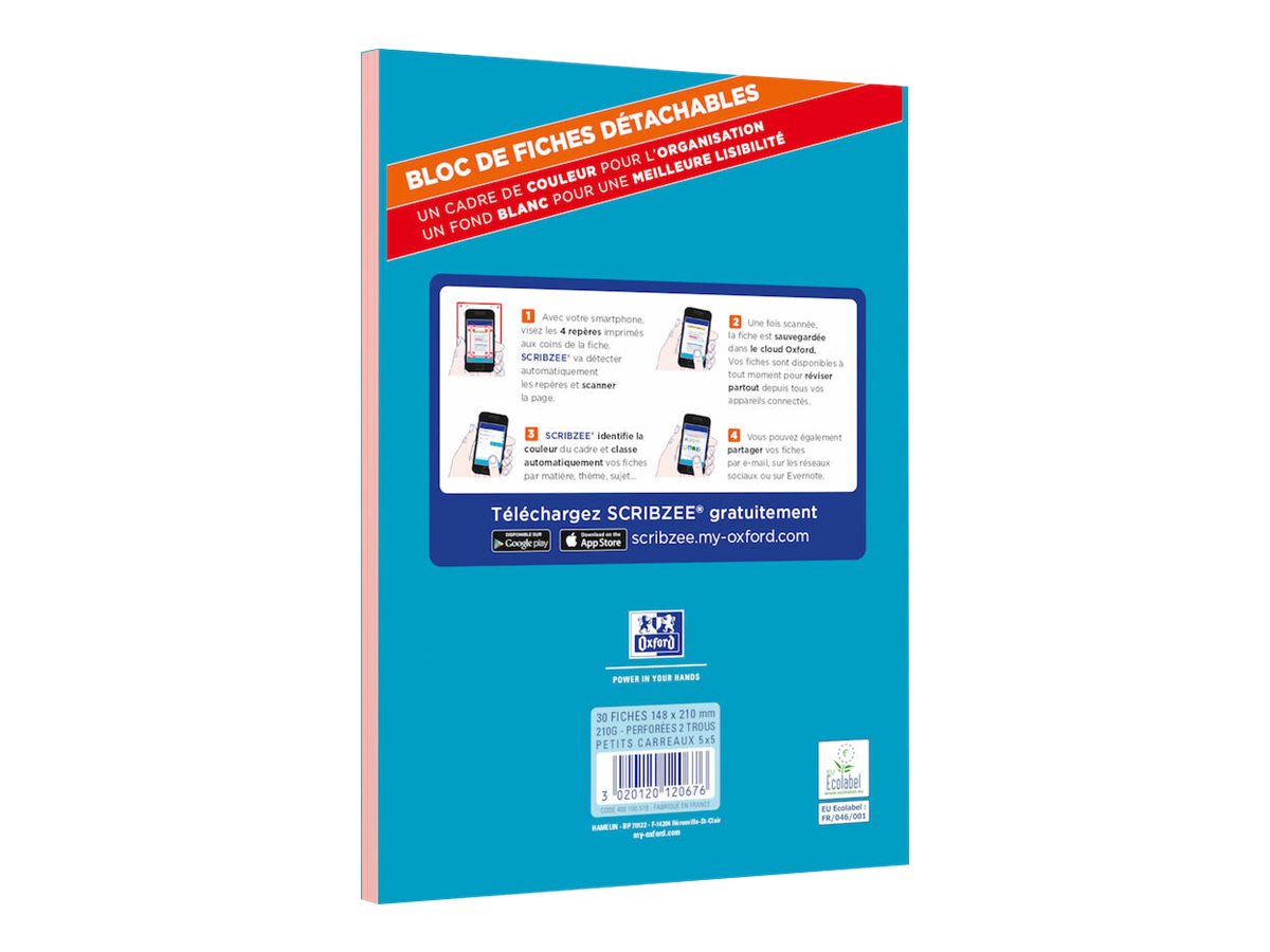 1 Bloc 30 feuilles de fiches bristol rouge A5 5x5