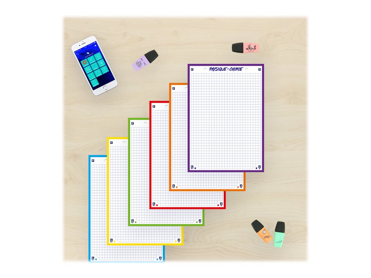 1 Bloc 30 feuilles de fiches bristol rouge A5 5x5