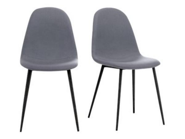 1 Lot de 2 Chaises MUST H87 x P54 x L45 cm pied noir assise grise
