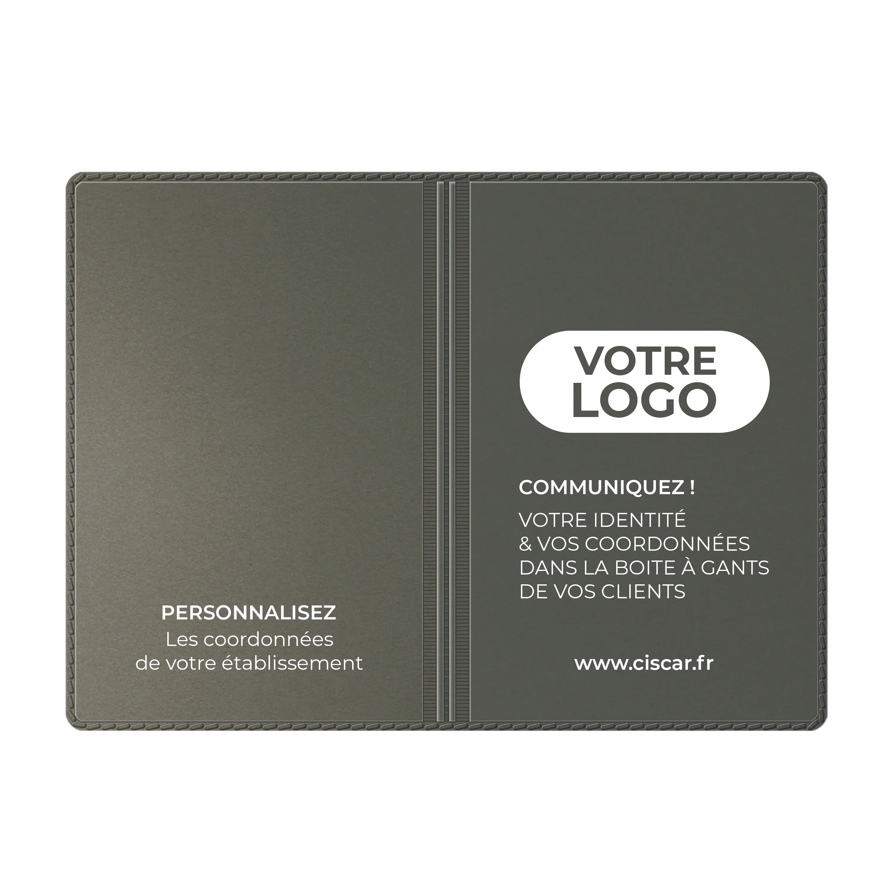 ETUIS CARTE GRISE SLIM GOMME 4 VOLETS - RECTO / VERSO