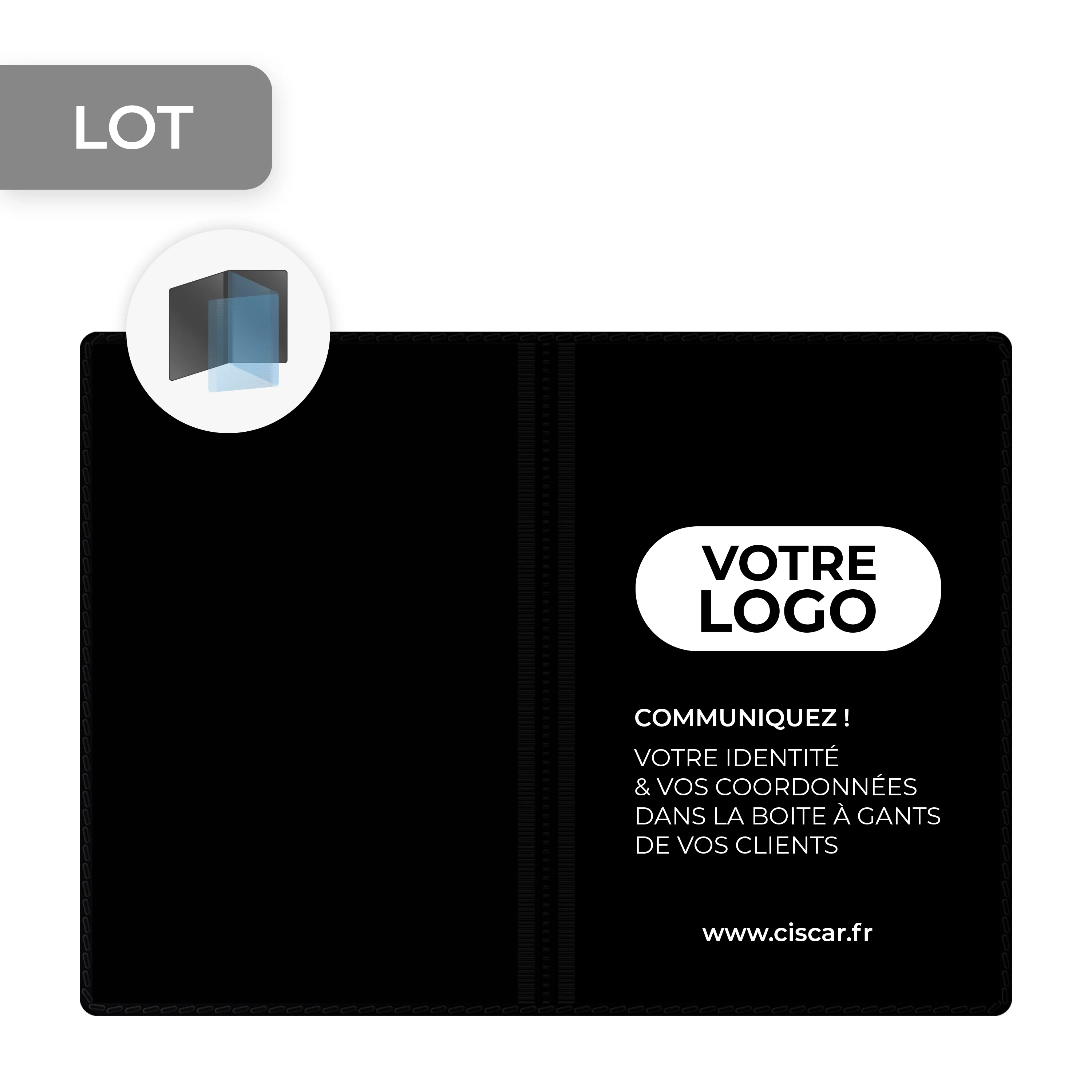 ETUIS CARTE GRISE SLIM GOMME 4 VOLETS - RECTO