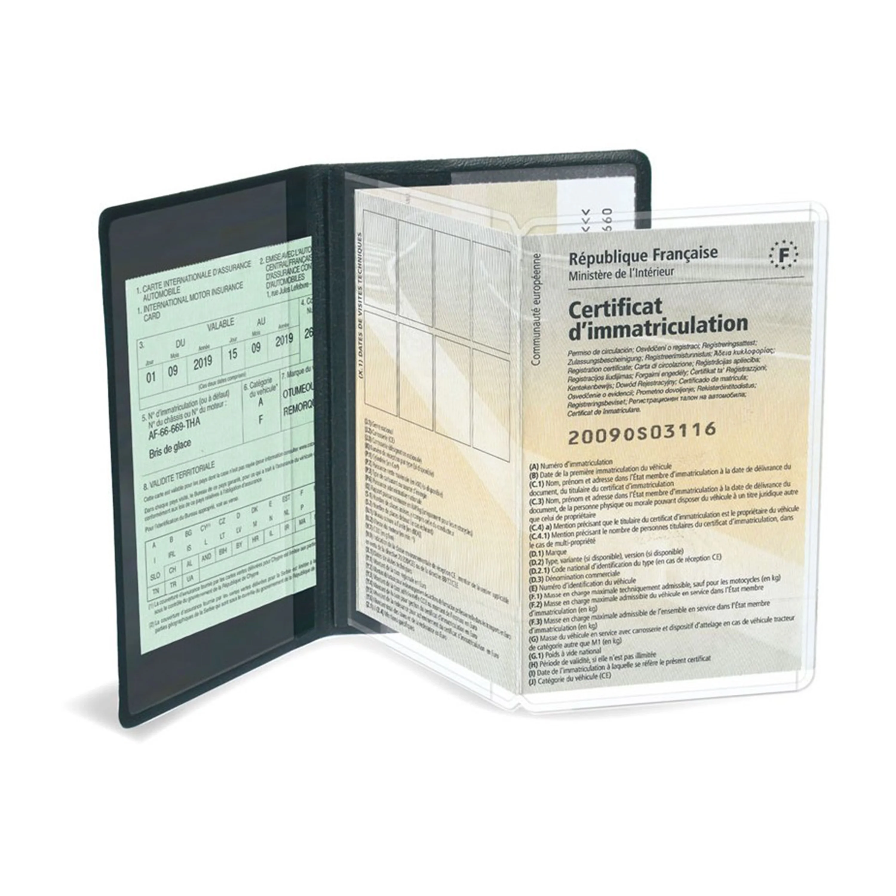 ETUIS CARTE GRISE SLIM GOMME 4 VOLETS - RECTO