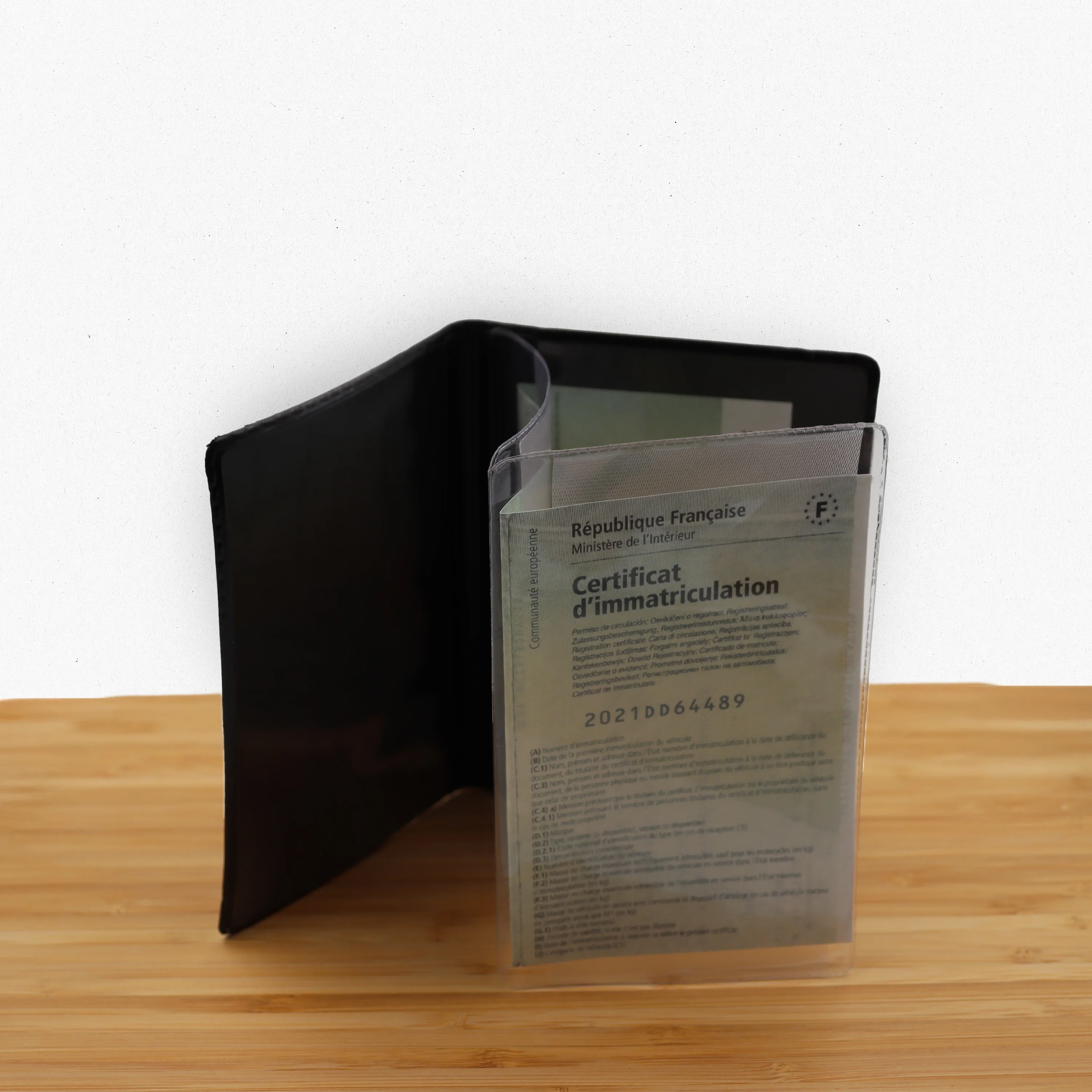 ETUIS CARTE GRISE SLIM GOMME 4 VOLETS - RECTO / VERSO