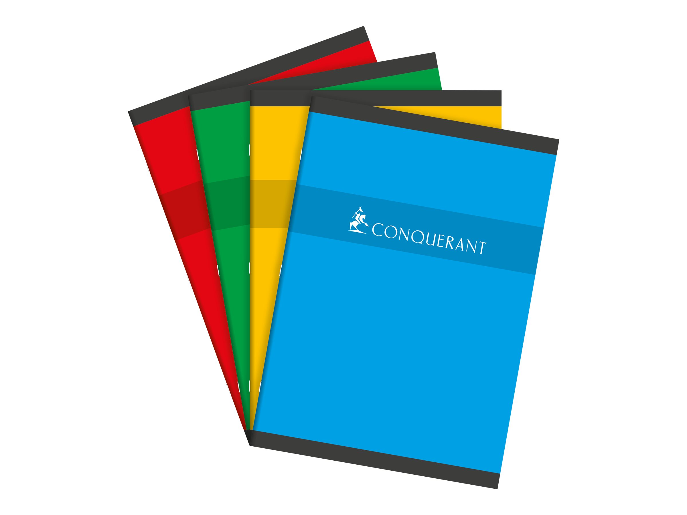 1 Cahier agrafé CONQUERANT 70g, A4, Seyès,192 pages, assortis
