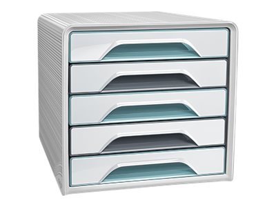 1 Module de classement 5 tiroirs standards gris/vert d'eau corps blanc