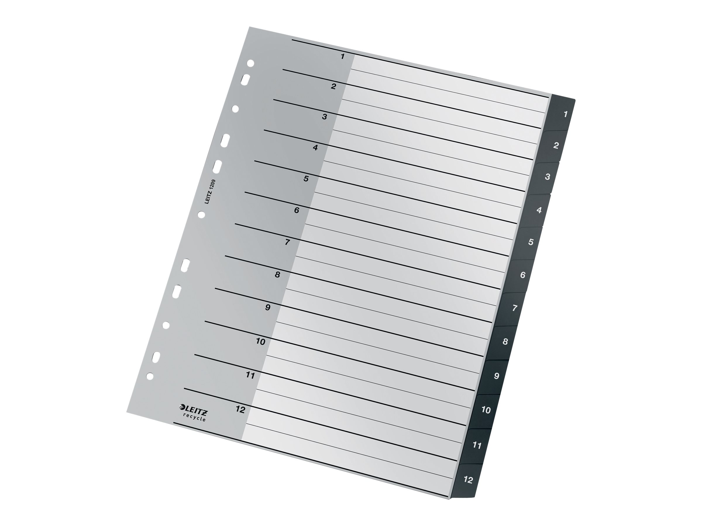 1 Jeu d'intercalaires numériques extra larges LEITZ Recycle - PP- A4-12T