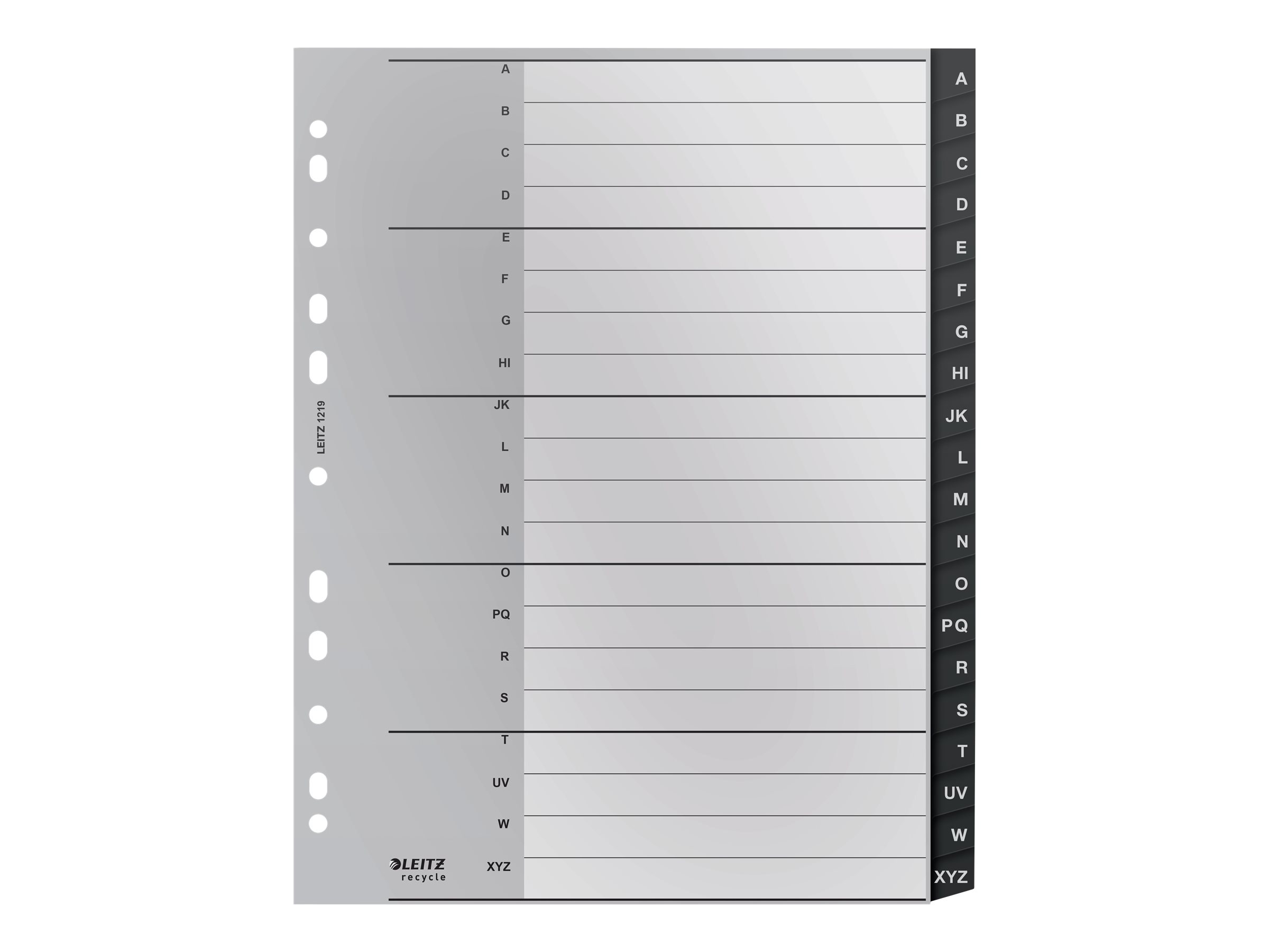 1 Jeu d'intercalaires alphabétiq extra larges LEITZ Recycle - PP- A4-20T