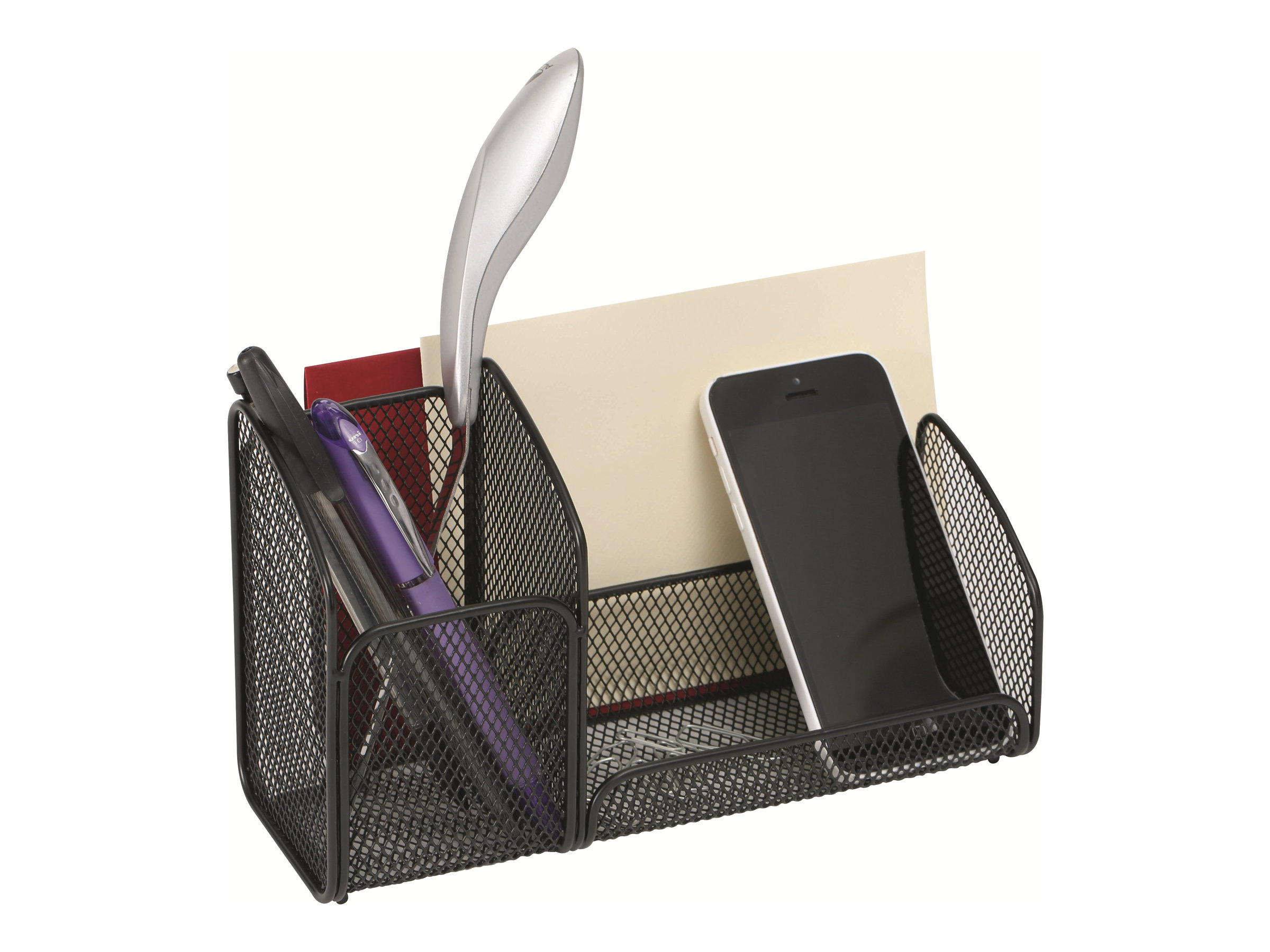 1 Organiseur de bureau métal Mesh - 3 compartiments - Noir