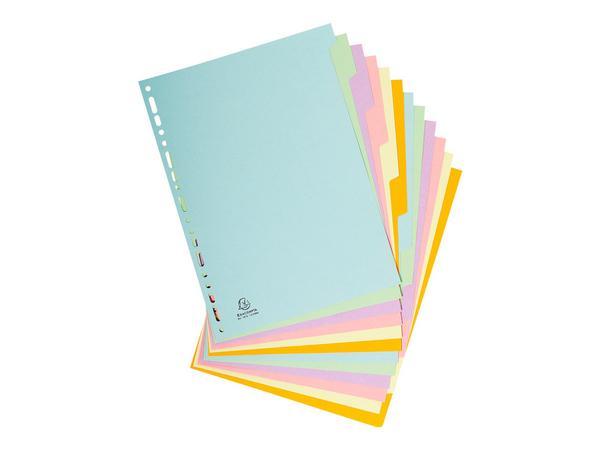 1 Jeu d'intercalaires carte forte recyclée 3/10e format A4 -12 positions