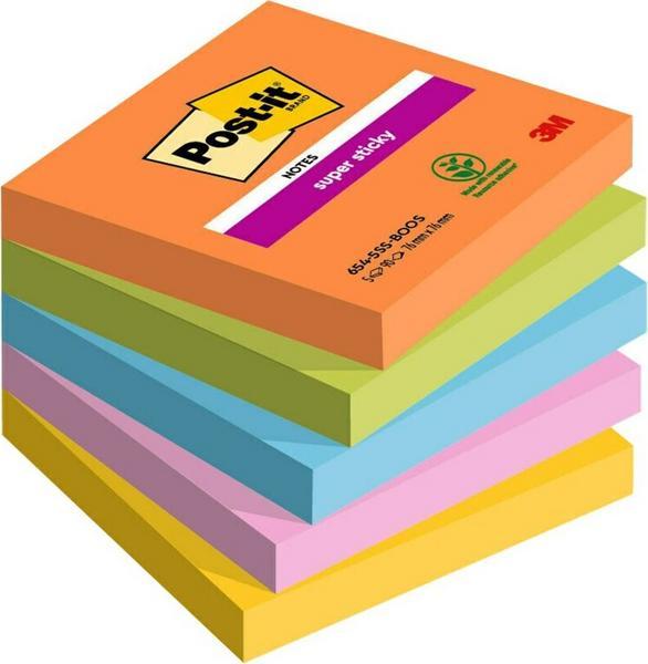 1 Lot de 5 Notes Super Sticky Collection Boost, 76 x 76 mm, 90 feuilles