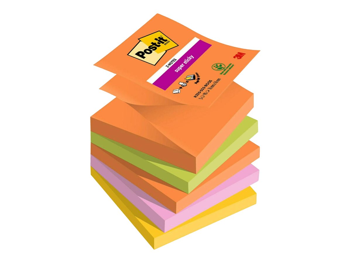 1 Lot de 5 Z-notes Super Sticky Collection Boost,76 x 76 mm 90 feuilles
