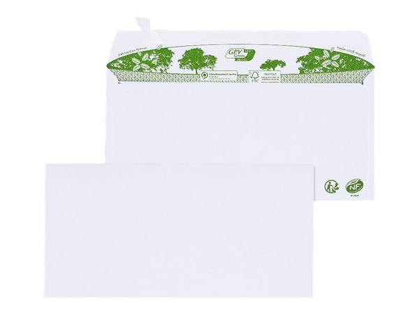 1 Boite de 200 Enveloppes DL blanches recyclées 80g bande protection fenêtre 45x100mm